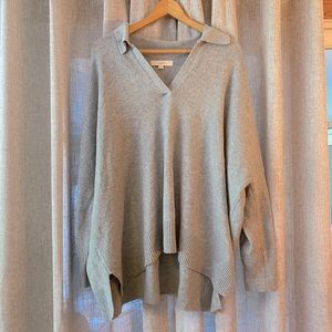 loft gray v-neck tunic sweater